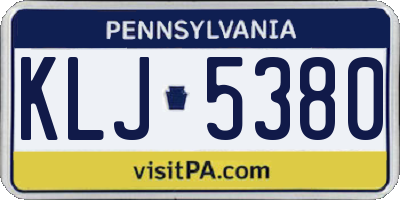 PA license plate KLJ5380