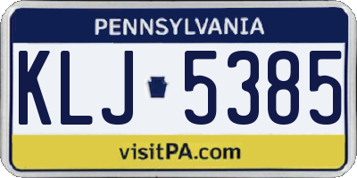 PA license plate KLJ5385