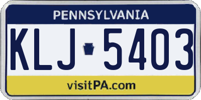 PA license plate KLJ5403