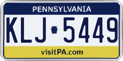 PA license plate KLJ5449