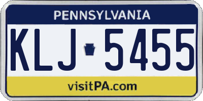 PA license plate KLJ5455
