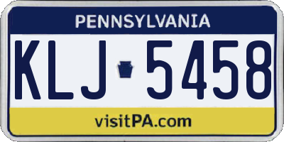 PA license plate KLJ5458