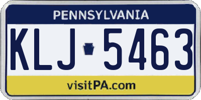 PA license plate KLJ5463