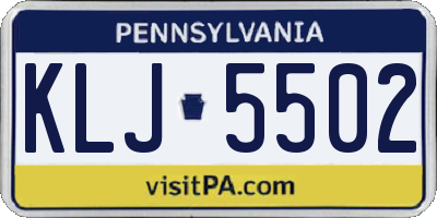 PA license plate KLJ5502