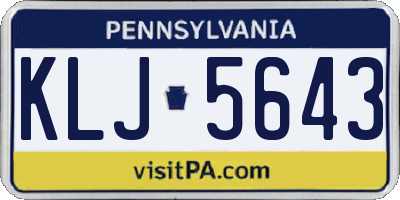 PA license plate KLJ5643
