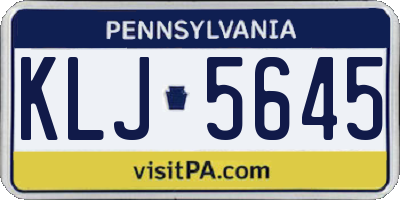 PA license plate KLJ5645