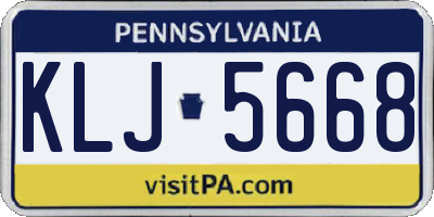PA license plate KLJ5668