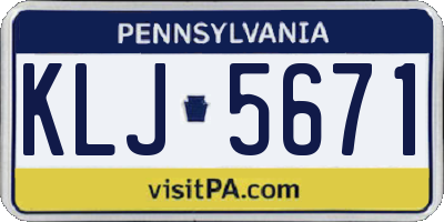 PA license plate KLJ5671