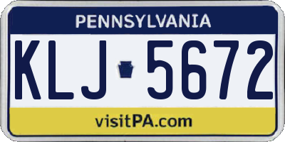 PA license plate KLJ5672