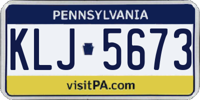 PA license plate KLJ5673