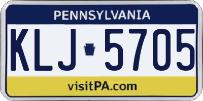 PA license plate KLJ5705