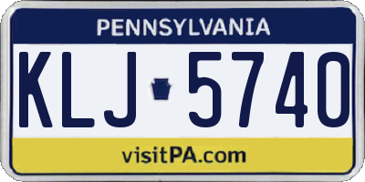 PA license plate KLJ5740