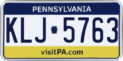 PA license plate KLJ5763