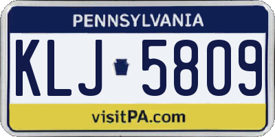 PA license plate KLJ5809