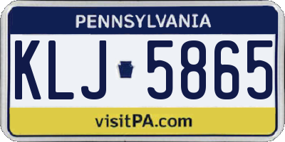 PA license plate KLJ5865