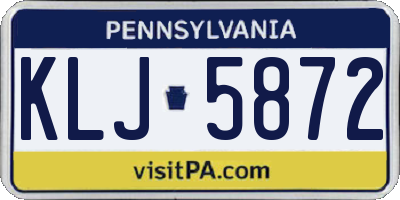 PA license plate KLJ5872