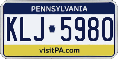 PA license plate KLJ5980