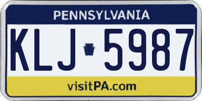PA license plate KLJ5987
