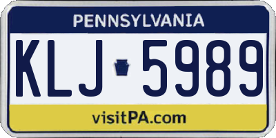 PA license plate KLJ5989