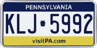 PA license plate KLJ5992