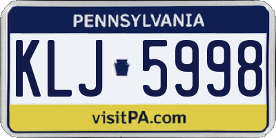 PA license plate KLJ5998