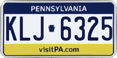 PA license plate KLJ6325