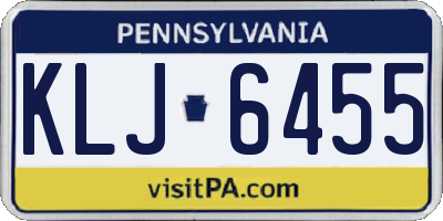 PA license plate KLJ6455