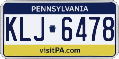 PA license plate KLJ6478