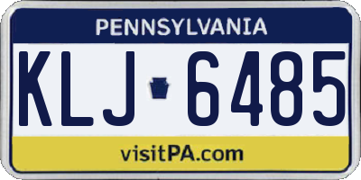 PA license plate KLJ6485