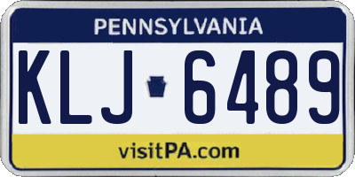 PA license plate KLJ6489