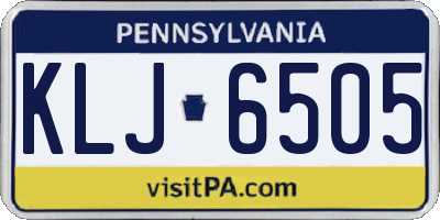 PA license plate KLJ6505