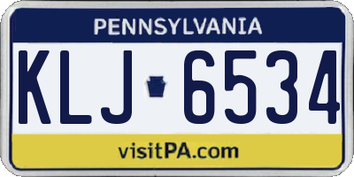 PA license plate KLJ6534