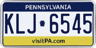 PA license plate KLJ6545