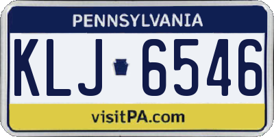 PA license plate KLJ6546