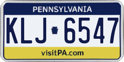 PA license plate KLJ6547