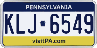 PA license plate KLJ6549