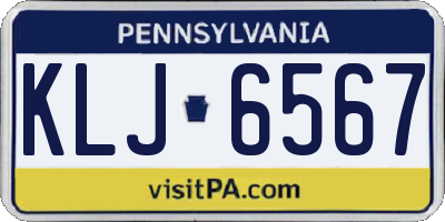 PA license plate KLJ6567