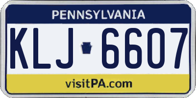 PA license plate KLJ6607