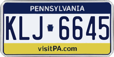 PA license plate KLJ6645