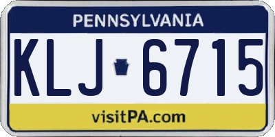 PA license plate KLJ6715