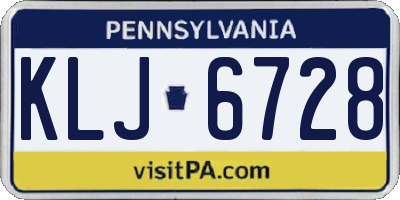 PA license plate KLJ6728