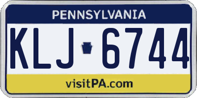 PA license plate KLJ6744