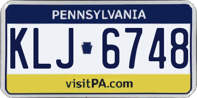 PA license plate KLJ6748
