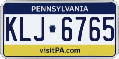 PA license plate KLJ6765