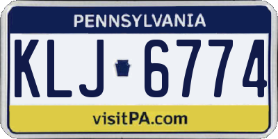 PA license plate KLJ6774