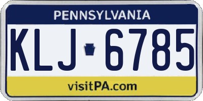 PA license plate KLJ6785