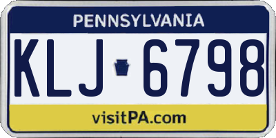 PA license plate KLJ6798