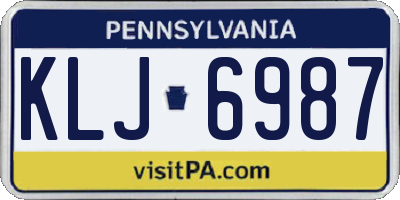 PA license plate KLJ6987