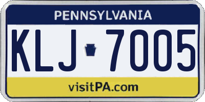 PA license plate KLJ7005