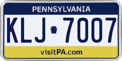 PA license plate KLJ7007